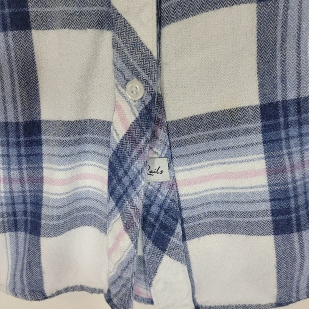 Rails Blue Plaid Soft Button Up Flannel Small - image 5